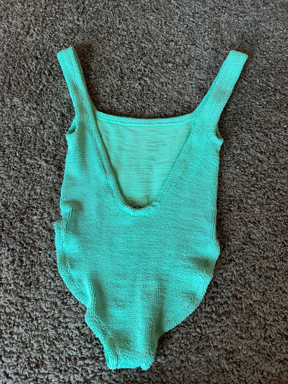 Hunza G Square-neck Crinkled-finish Swimsuit Mint Green Stretchy One Size - Picture 8 of 8